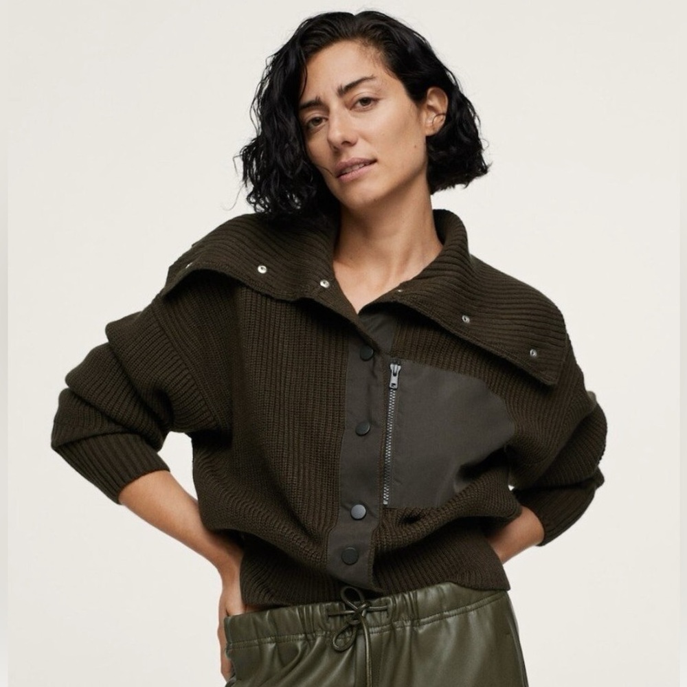 Mango Army Green Sweater